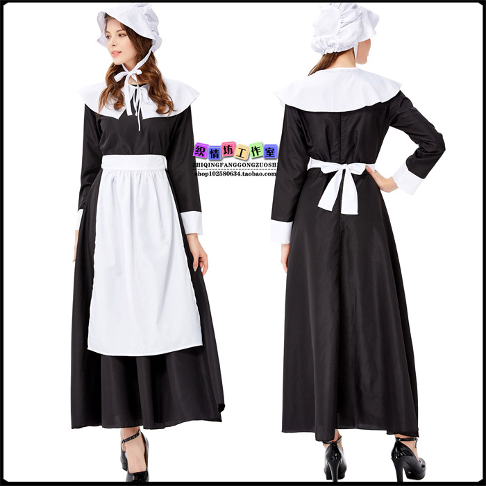 法国中世纪贵妇田园装 庄园管家服装仆人女仆装123德国餐厅英国风