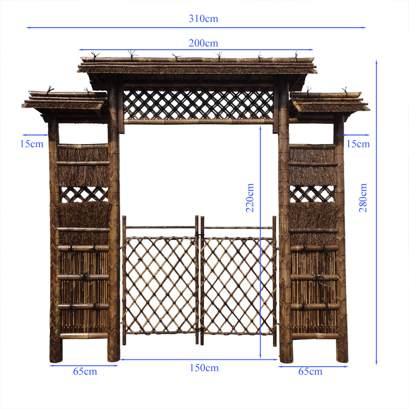 户外竹大门竹篱笆竹栅栏隔断日式竹围栏别墅花园防腐紫竹庭院装饰