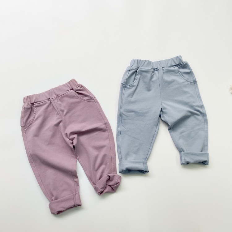 儿童休闲裤 2020秋款韩版幼儿园运动裤子男女童百搭洋气纯色长裤