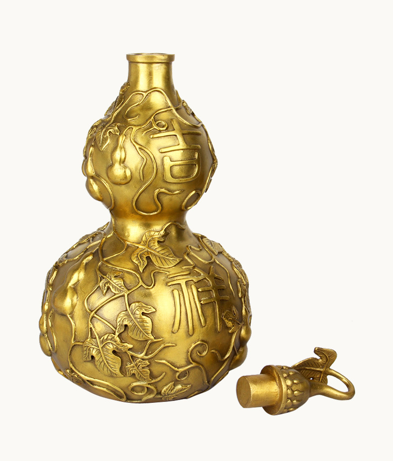 纯铜吉祥如意铜葫芦八卦风水摆件招财五帝钱挂件家居客厅装饰品