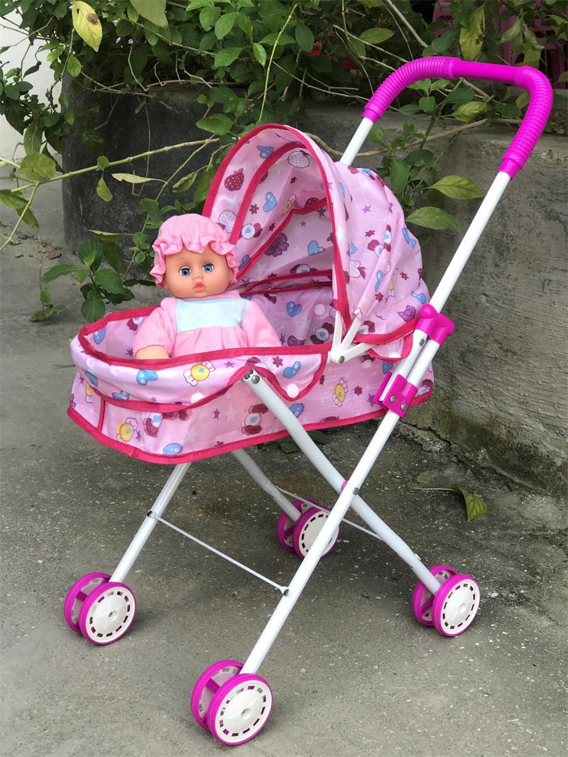 厂家直销娃娃手推车学步车儿童过家家玩具女孩眨眼洋娃娃