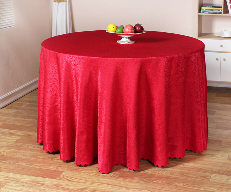 婚庆红色桌布婚宴礼堂圆形桌裙酒店台布餐厅餐桌布批发一件代发