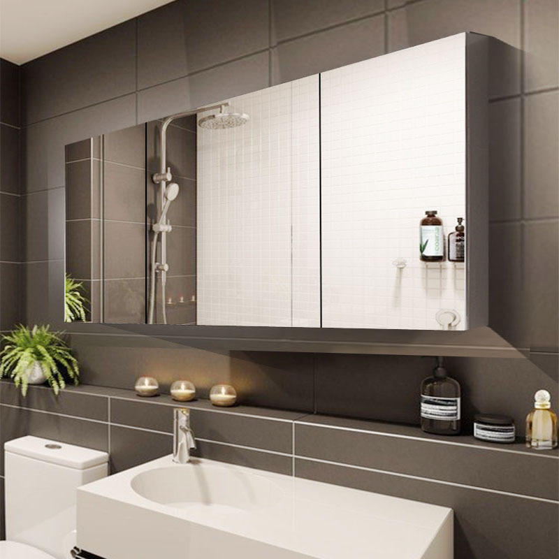 不锈钢镜柜挂墙式镜柜防潮储物柜卫生间镜子浴室置物柜不带灯