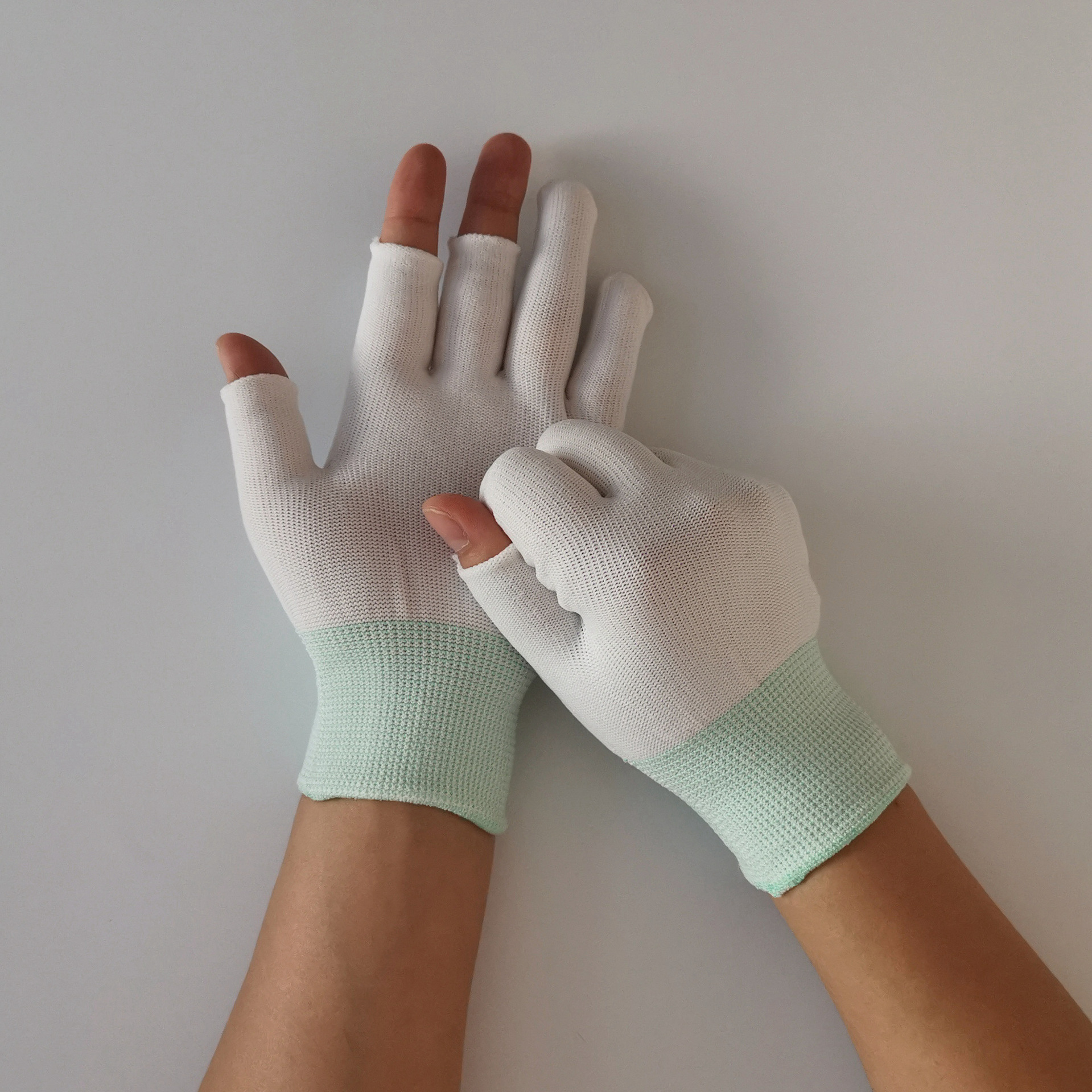 露三指手套漏指头弹力透气采摘尼龙工作男女半指触屏断指户外运动