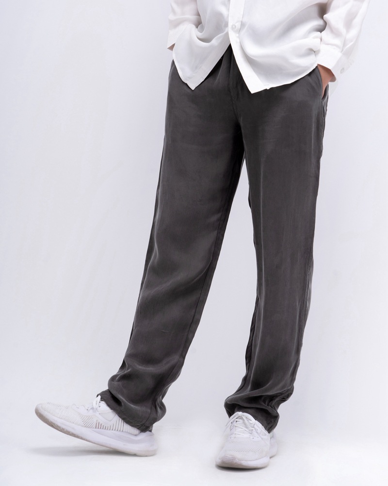 高档男裤夏季男裤薄款真丝休闲裤桑蚕丝长裤男铜氨丝小脚裤子男装