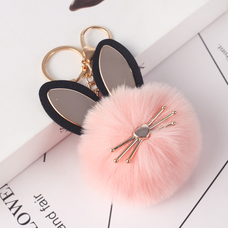New Fashion Cat Fur Ball Keychain Wool-like Ball Women's Bag Keychain Automobile Hanging Ornament Accessories Wholesale