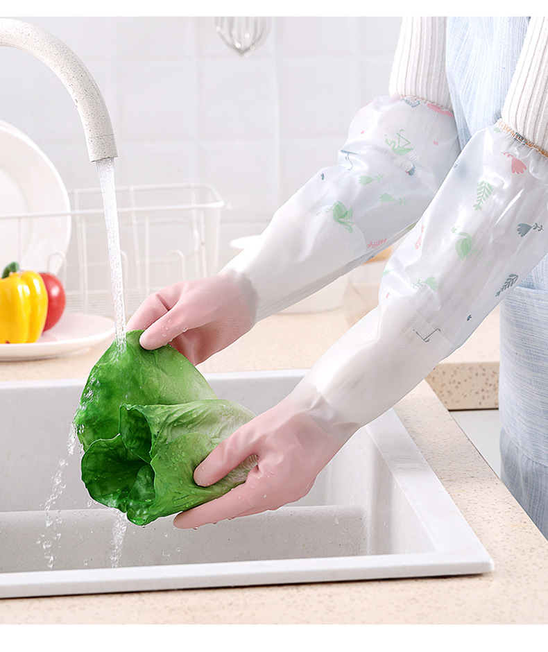 简约厨房洗碗手套秋冬家务手套加绒保暖乳胶洗衣清洁防水加厚耐用