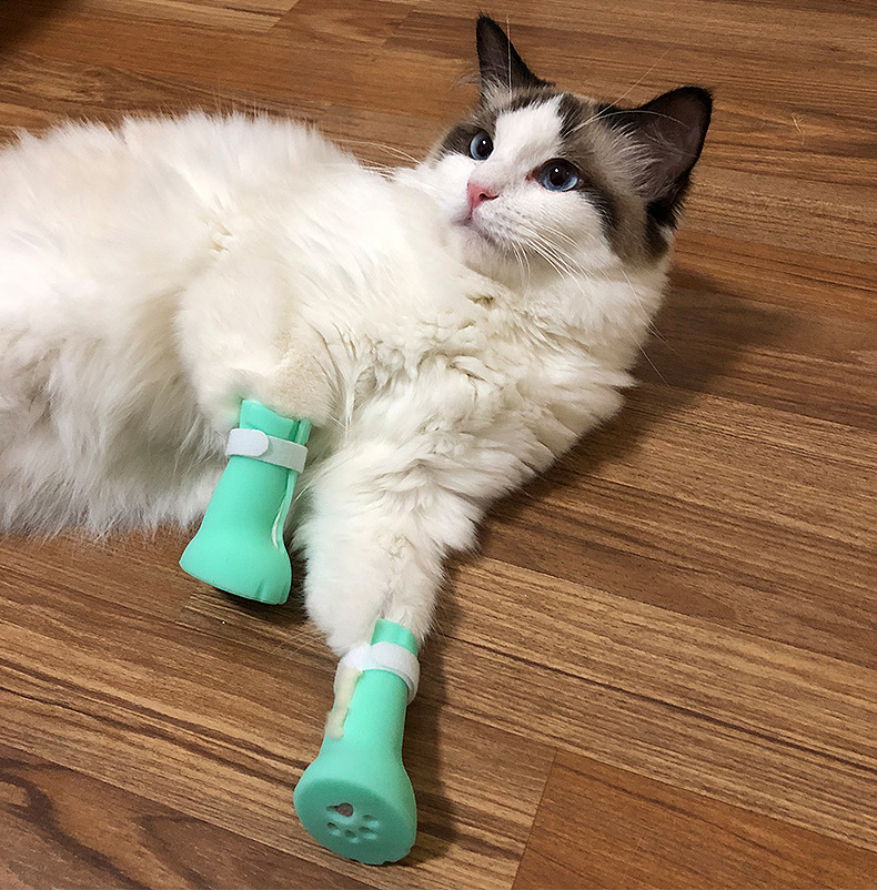 猫洗澡防抓脚套硅胶防猫爪套抱猫喂药打针宠物脚套4只装