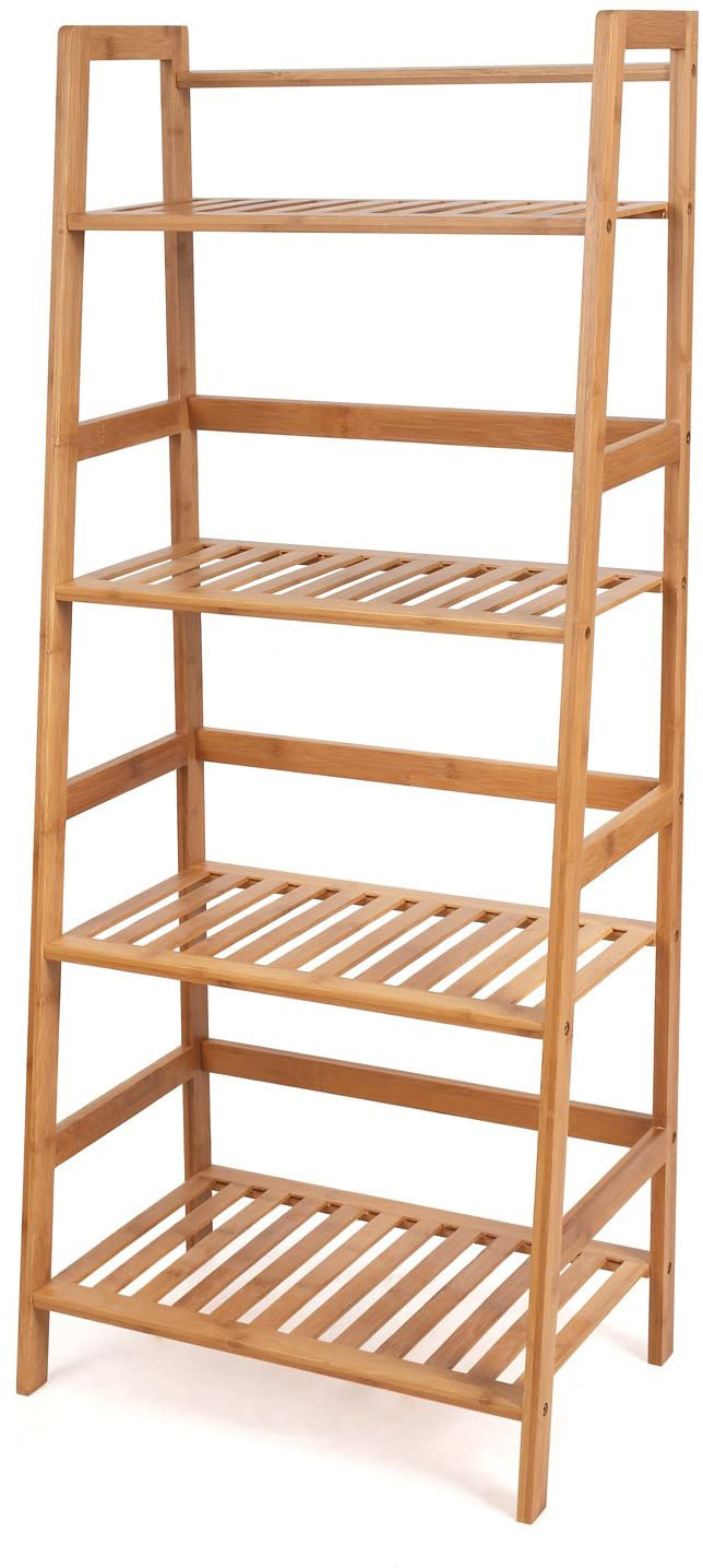 竹制梯形4层架梯形书架,多功能梯形植物花架书架储物架,浴室架