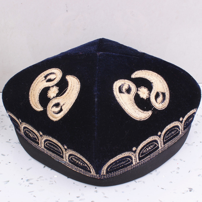 新疆舞蹈花帽男款维族舞广场舞演出帽子男士四角帽可折叠民族舞帽