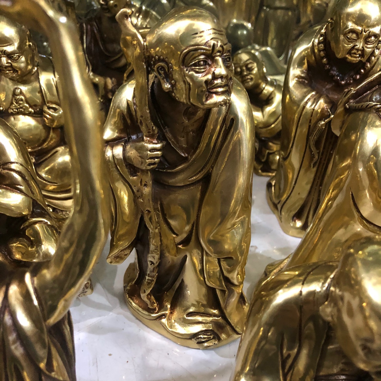 步步莲花纯铜18罗汉摆件十八罗汉佛像摆设