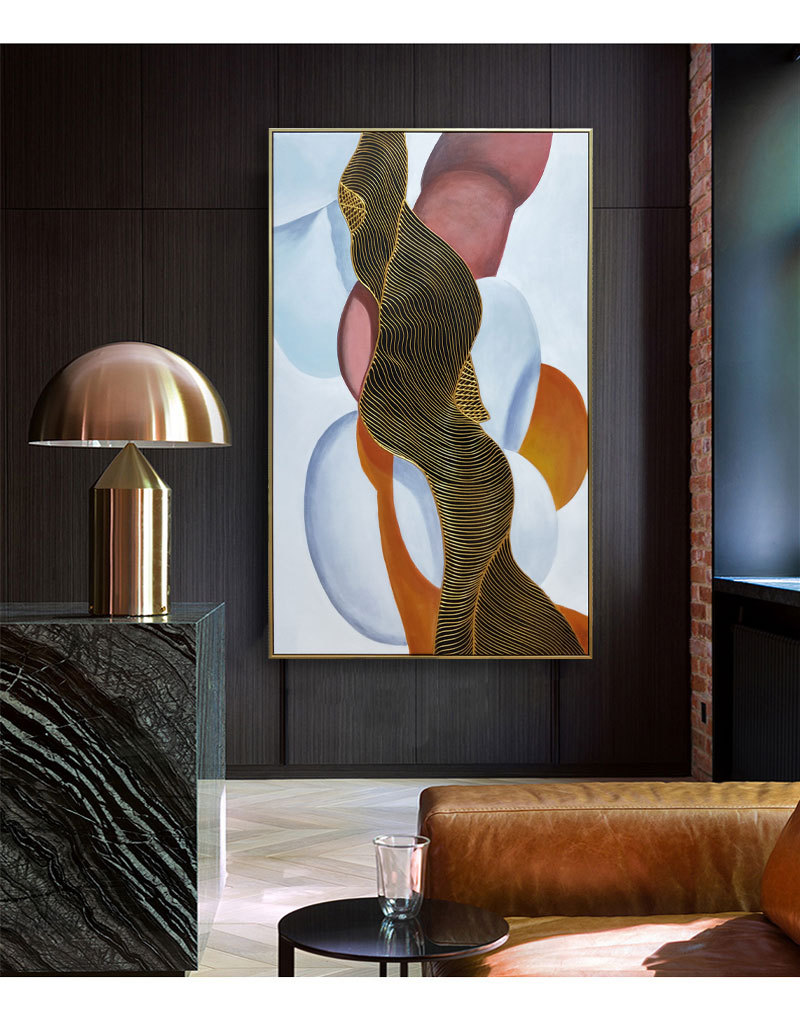 大芬纯手绘油画客厅玄关装饰画批发竖版壁画挂画酒店抽象油画定制