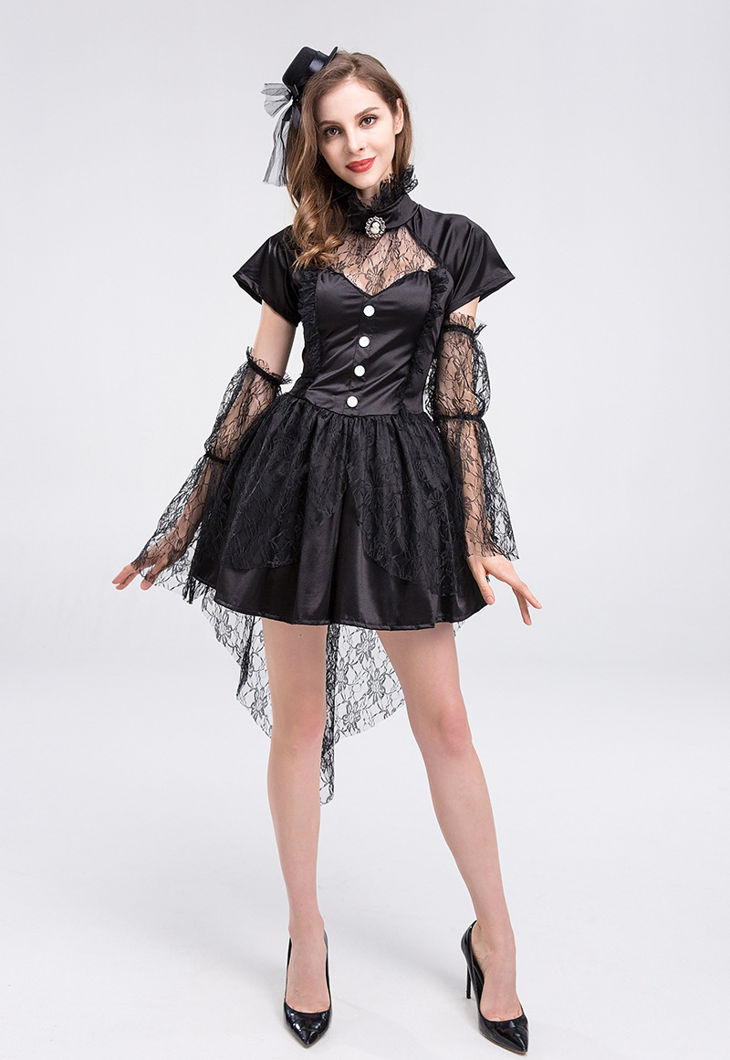 珠密恋厂家万圣节服装新款死神恶魔吸血鬼制服黑裙舞会派对裙