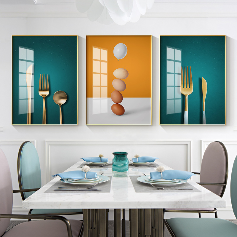 北欧风格创意装饰画客厅餐厅饭厅背景墙挂画现代简约餐桌清新壁画