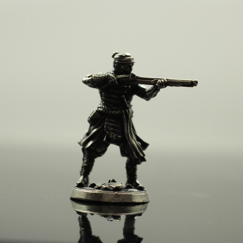 白铜日本幕府武士炮兵古代兵人玩具模型成品桌面游戏汽车摆件手