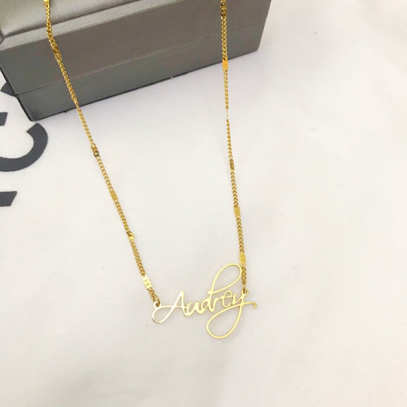 钛钢不掉色英文项链女网红锁骨链14k金字母小众简约气质个性礼物