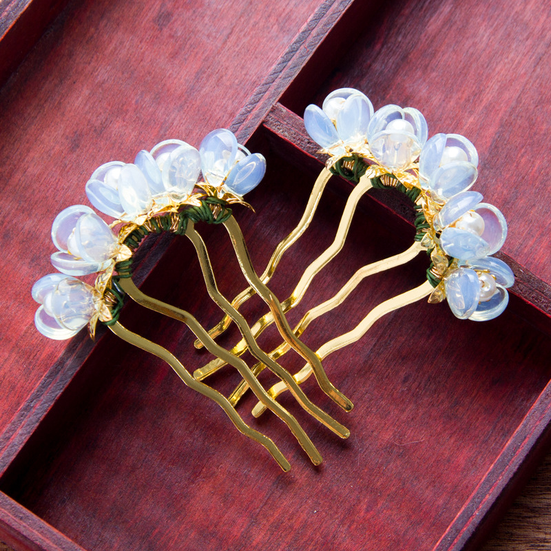 原创古风汉服头饰新款古代发梳发簪子插梳发钗盘发手工明制发饰品