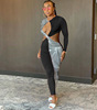Europe and America Amazon Explosive money INS Net Red Women's wear black and white stripe printing Jumpsuits Europe and America Amazon Explosive money INS Net Red Women's wear black and white stripe printing Jumpsuits