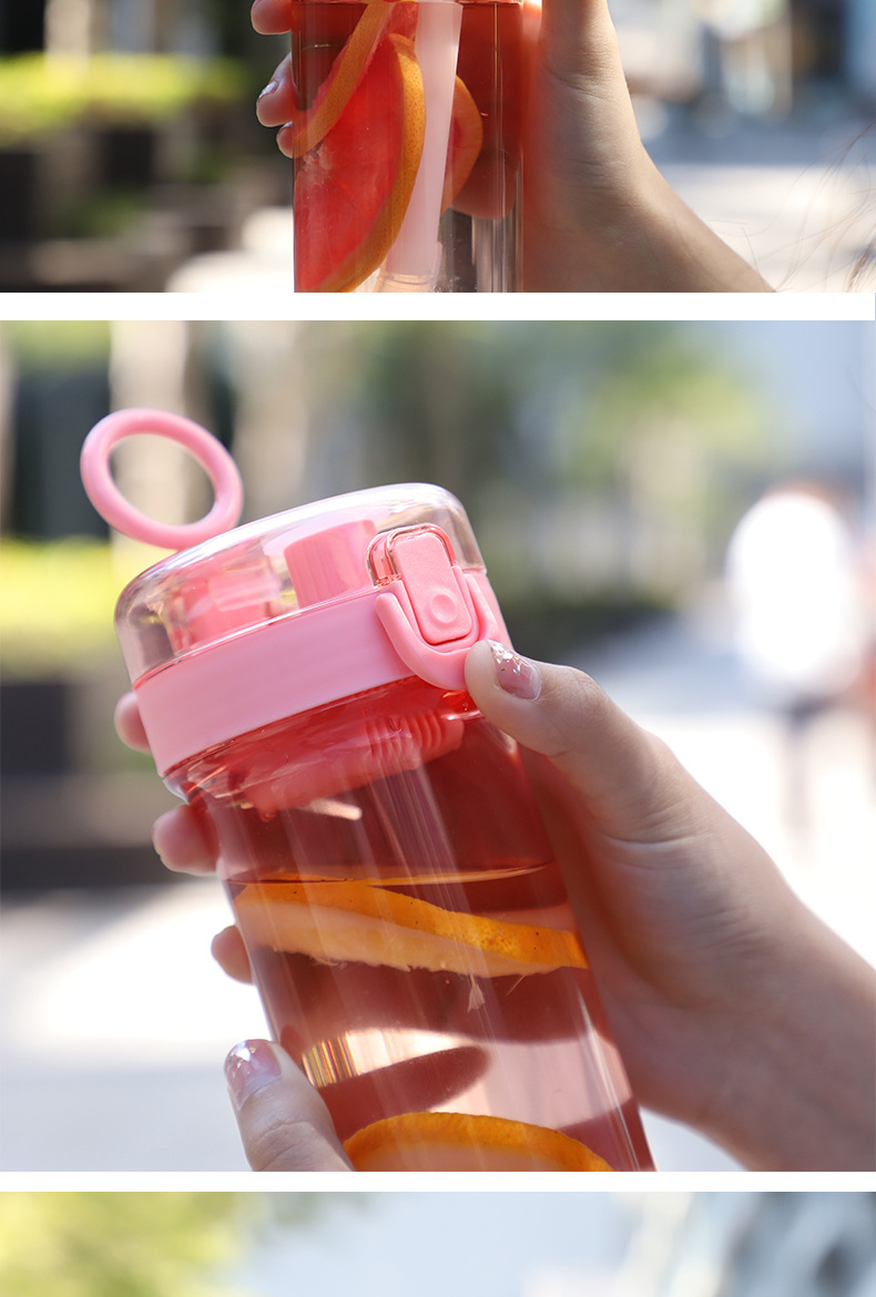 创意网红水杯随手杯便携太空杯定制透明塑料水杯成人吸管杯子批发