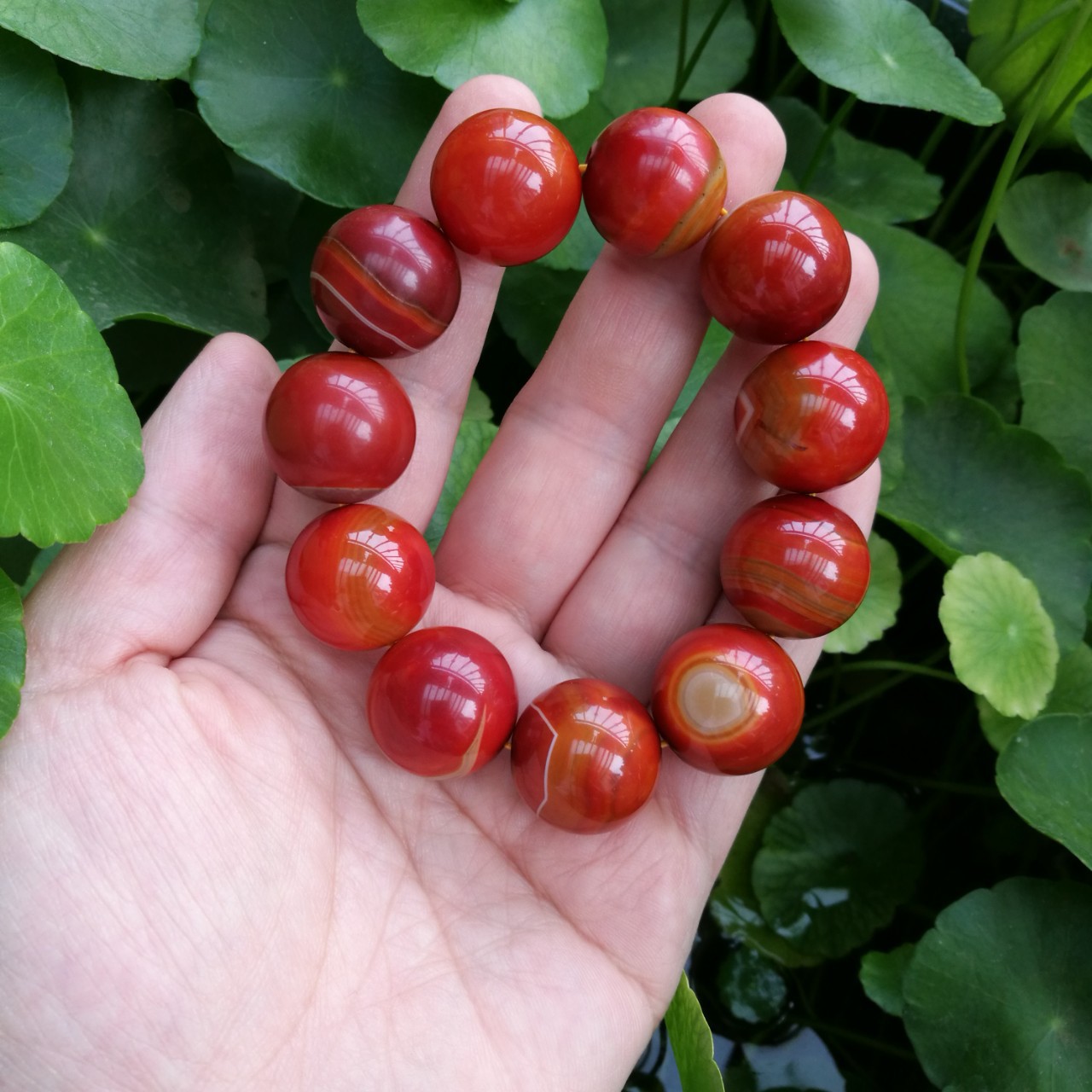 宣化上谷战国红玛瑙同料20mm圆珠手串男士手链 大气玛瑙手链