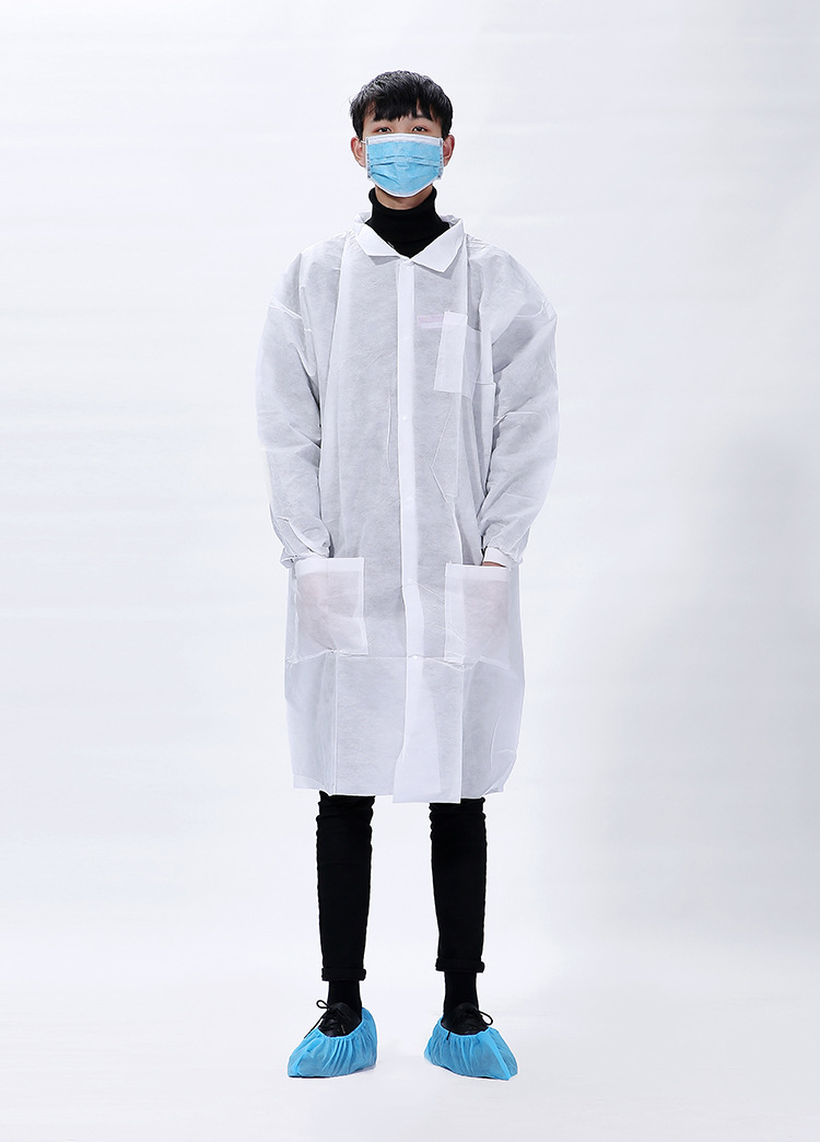 一次性优质sms加厚无纺布工作服白大褂防尘服实验服防护服