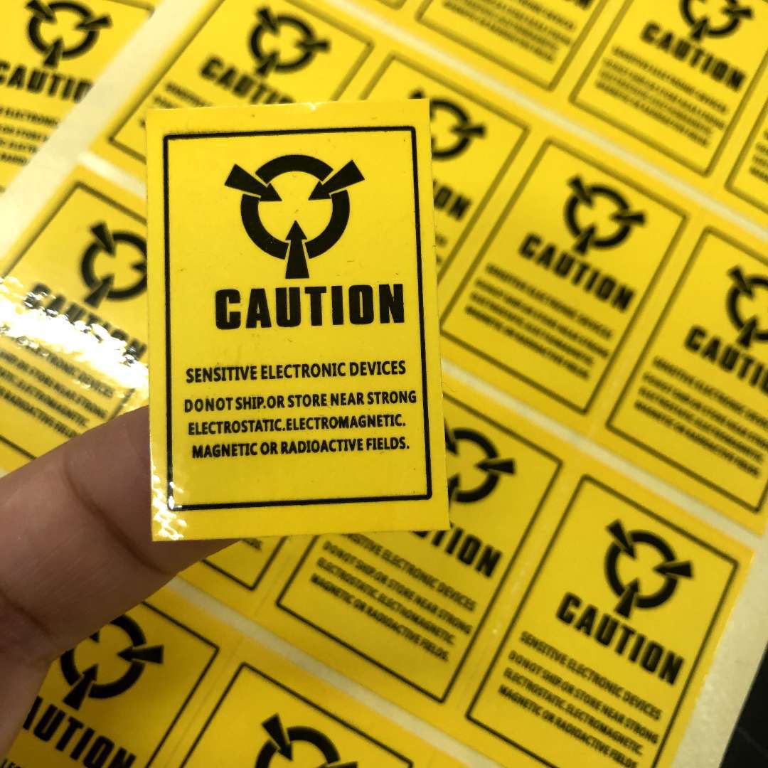 现货防静电标贴黄色警示标签防静电标识不干胶贴纸印刷商标