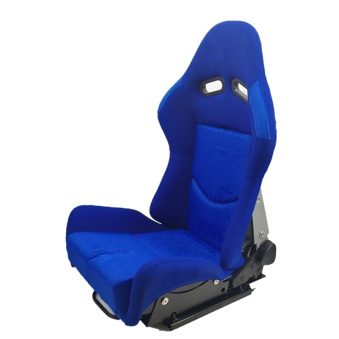 直销跨境电商蓝色针织布带侧支架双滑轨可调节玻璃钢赛车运动座椅