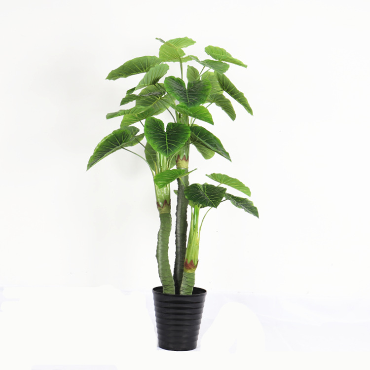 Factory Direct Supply One Piece Dropshipping Alocasia Macrorrhiza Potted Indoor Emulational Fake Tree Decoration Office Home Simulation Green Plant