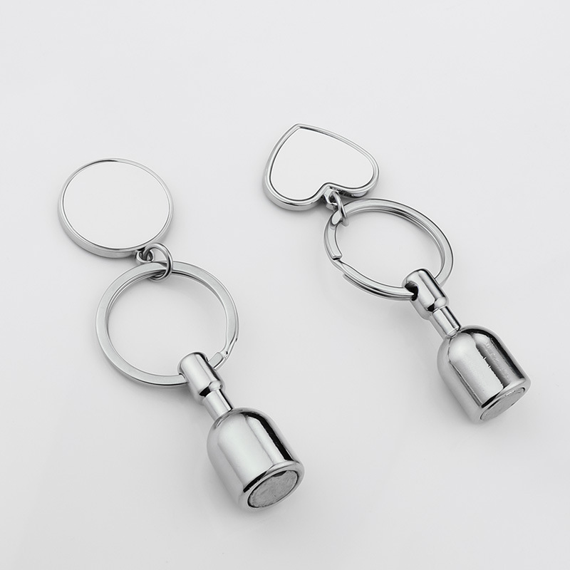 diy空白热转印耗材锌合金钥匙扣 磁铁功能冰箱贴挂件情人圆形礼品