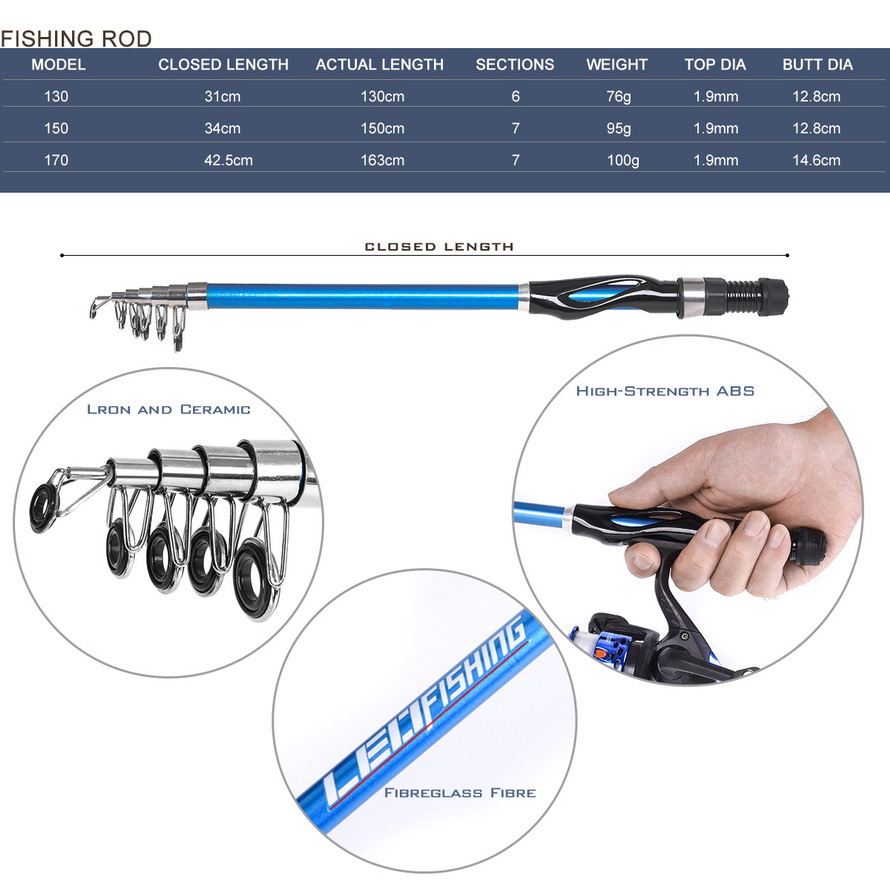 28022 LEO/ Leou [Blue Snake Handle Small Fishing Rod] Mini Path Asian Fishing Gear Wholesale Cross-border pic 2