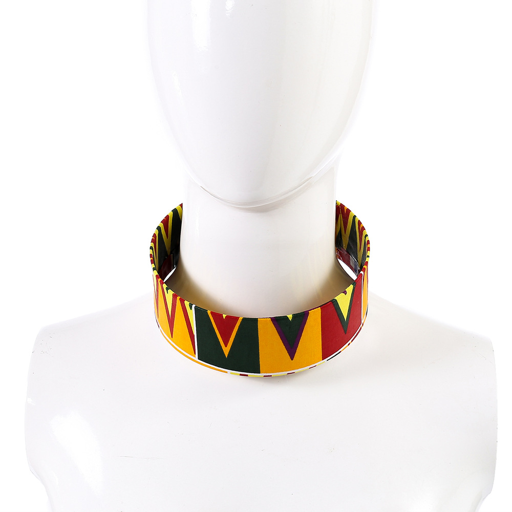 非洲项圈欧美夸张女项链套装亚马逊新款贴布颈圈choker necklace