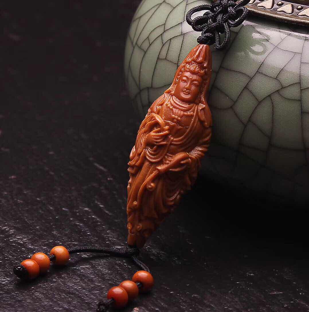 橄榄核雕观音单粒文玩把玩橄榄胡观音单籽单核橄榄核手串文玩批发