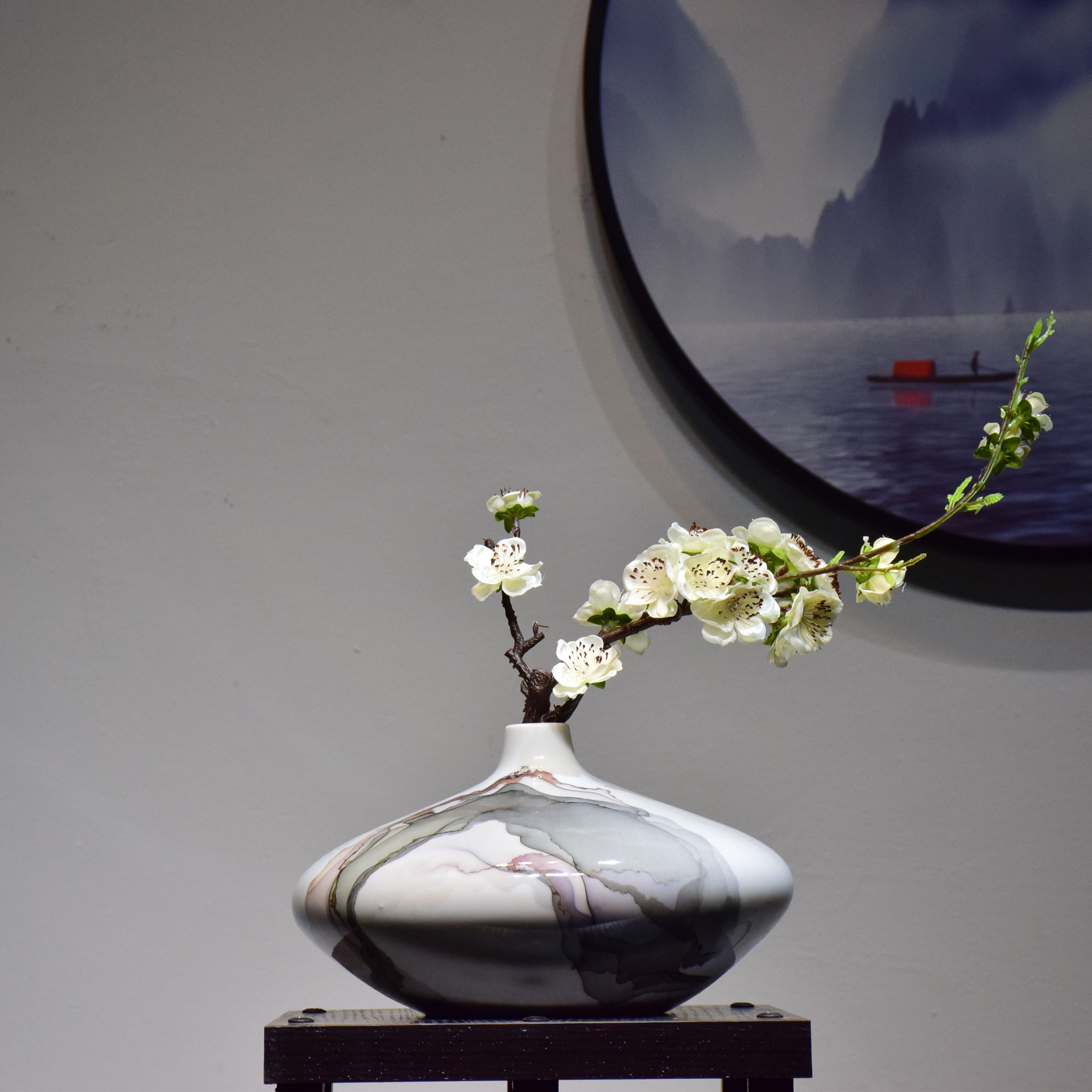 客厅摆物柜禅意餐桌工艺品陶瓷花瓶摆件玄关客厅电视柜插花装饰品