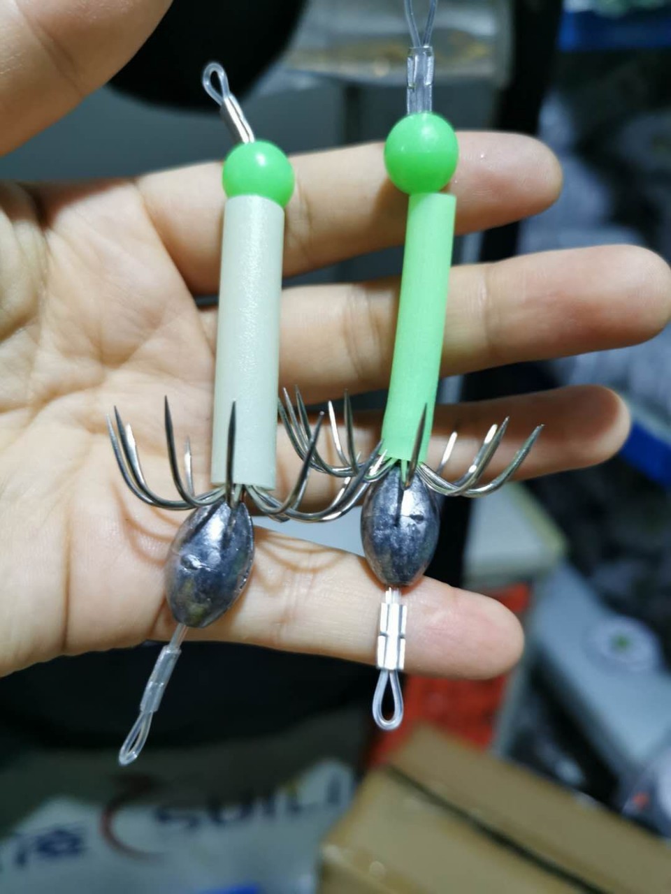 夜光鱿鱼钩吹筒八爪钩可做串钩荧光乌贼无刺鱼钩章鱼墨鱼伞钩八代