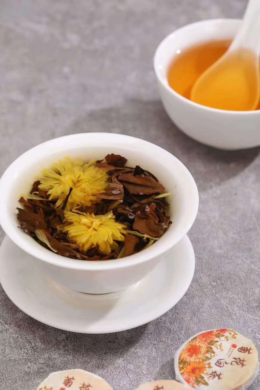 2020年新品菊花白茶 寿眉小茶饼一粒一泡 菊花白茶礼盒装厂家直销