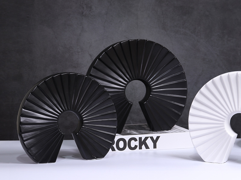 现代北欧意式风扇形贝壳造型陶瓷工艺品摆件家居样板房软装饰品