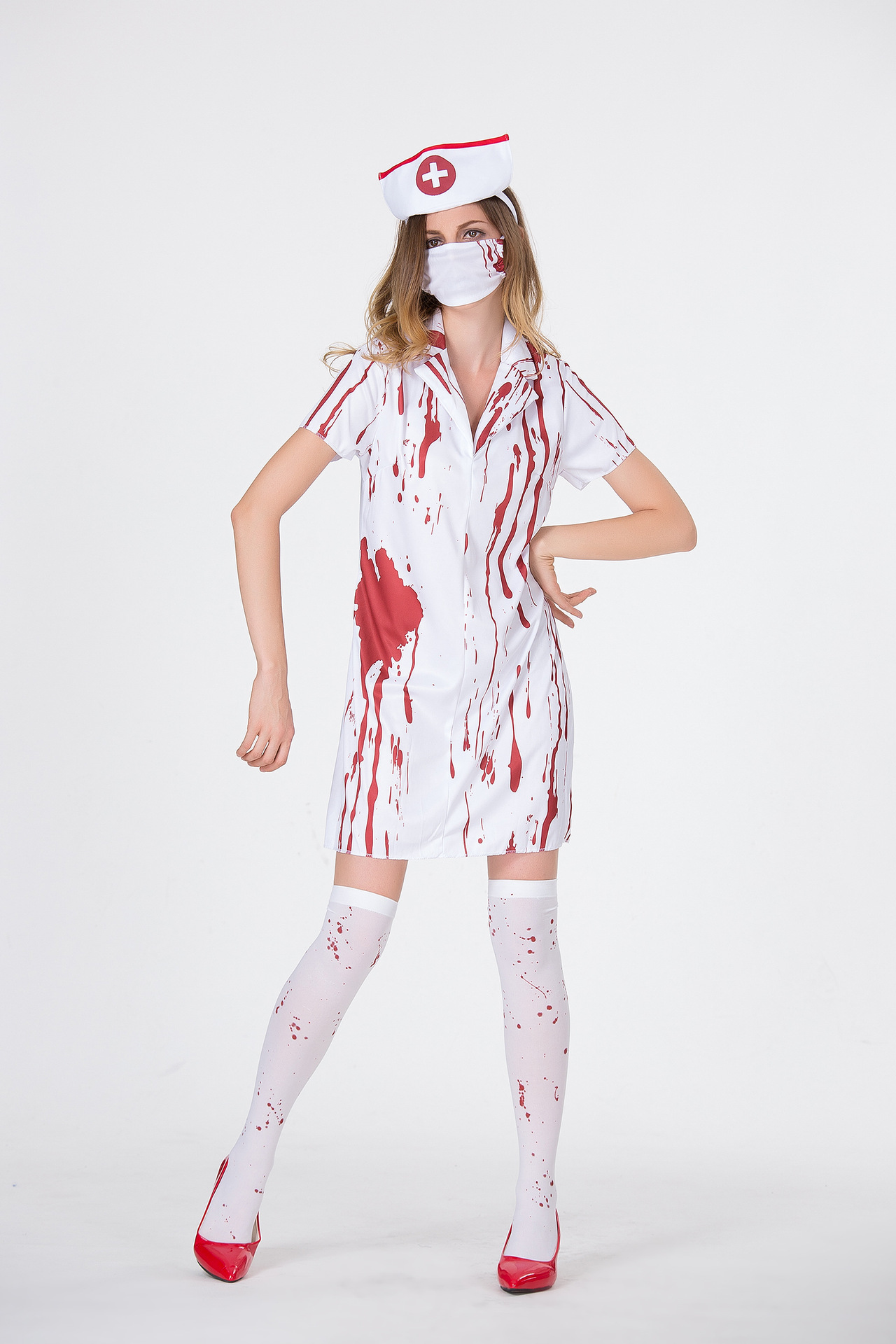 白色爱心护士服 医院医生 出口日本女护士装 万圣节服装ds服-阿里巴巴