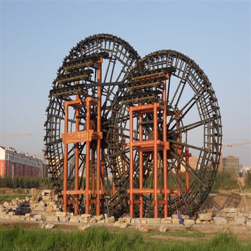 户外水车大型水车景观水车木制风水轮流水鱼池假山喷泉防腐木水车