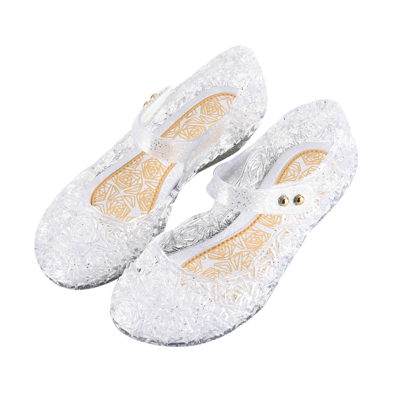 Cross-Border 2023 Frozen 2 Princess Shoes for Girls Girls High Heel Crystal Shoes Sandals Children's Performance Shoes