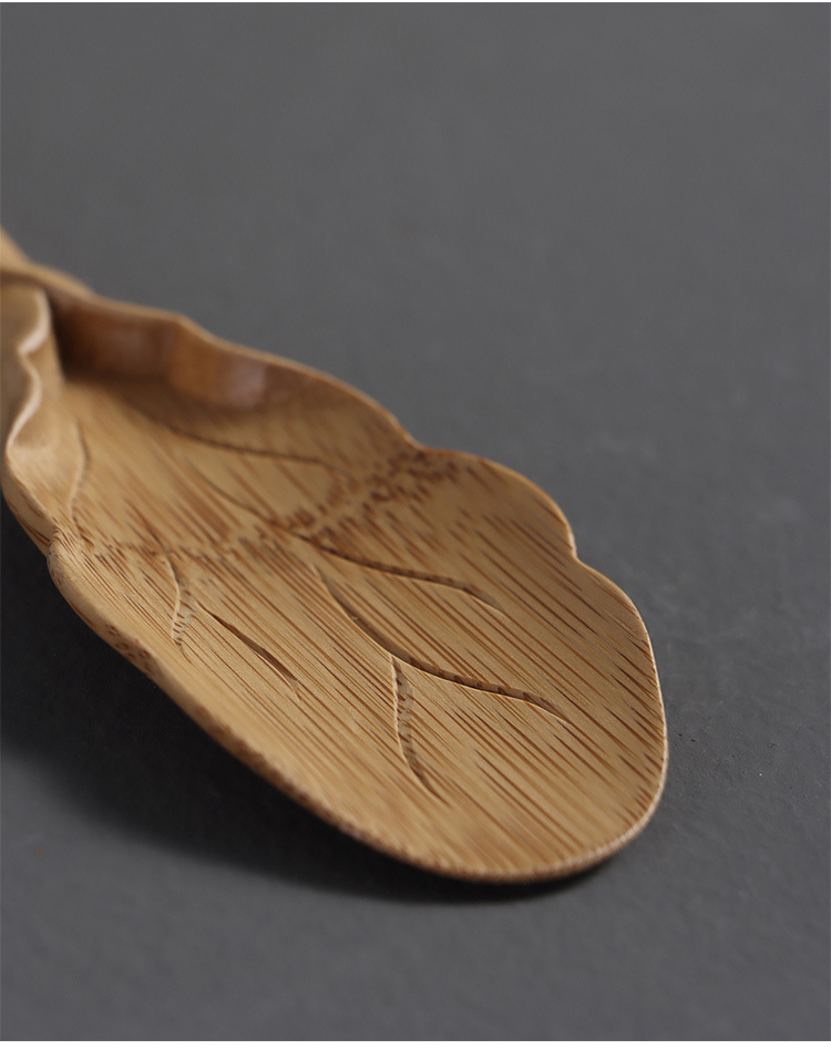 手工竹雕茶则取茶勺 茶道六君子茶铲赏茶荷 功夫茶具配件一件代发