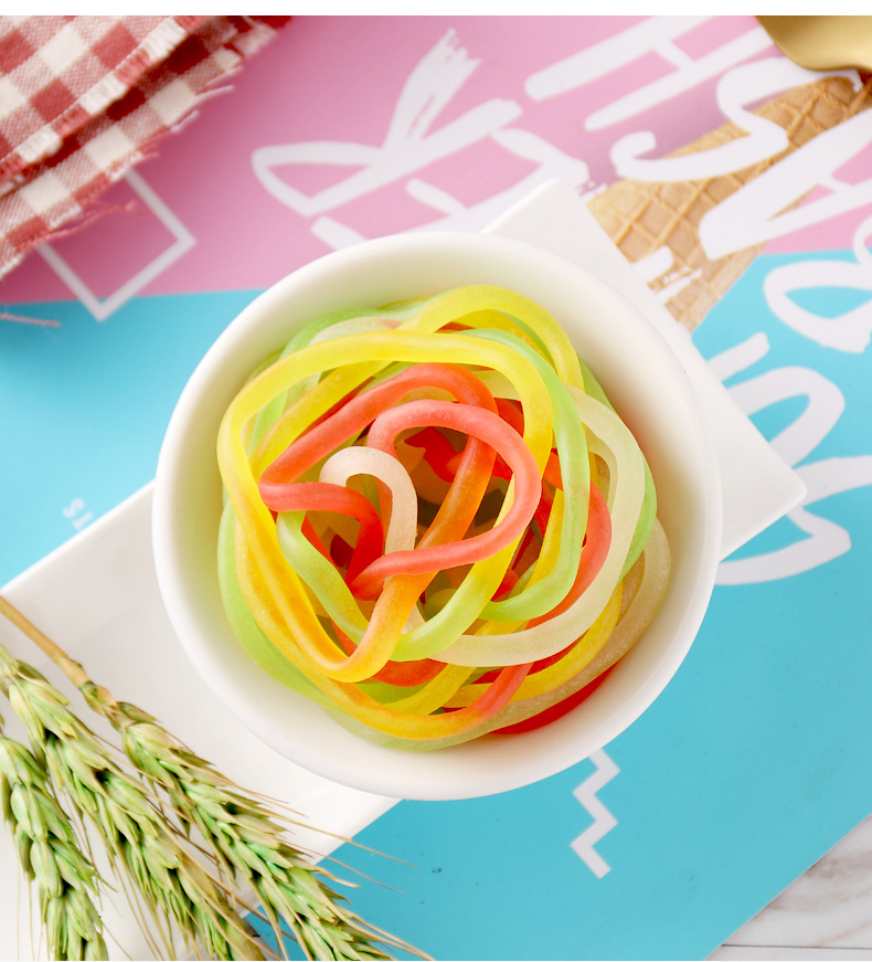 彩虹软糖长条五彩绳30包果汁水果味混合口味童年怀旧小零食小包装