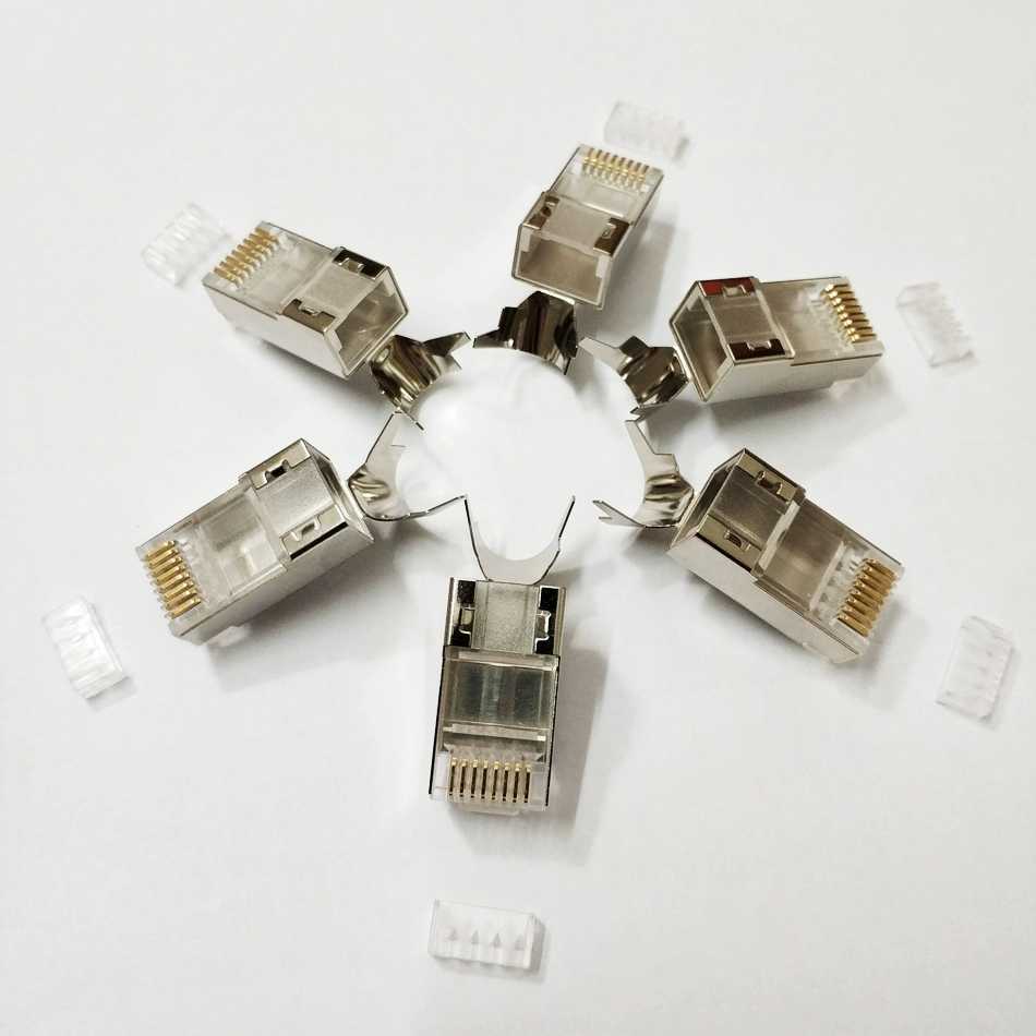 7七类网线水晶头cat7万兆网络双屏蔽超六类cat6a千兆电脑rj45接头