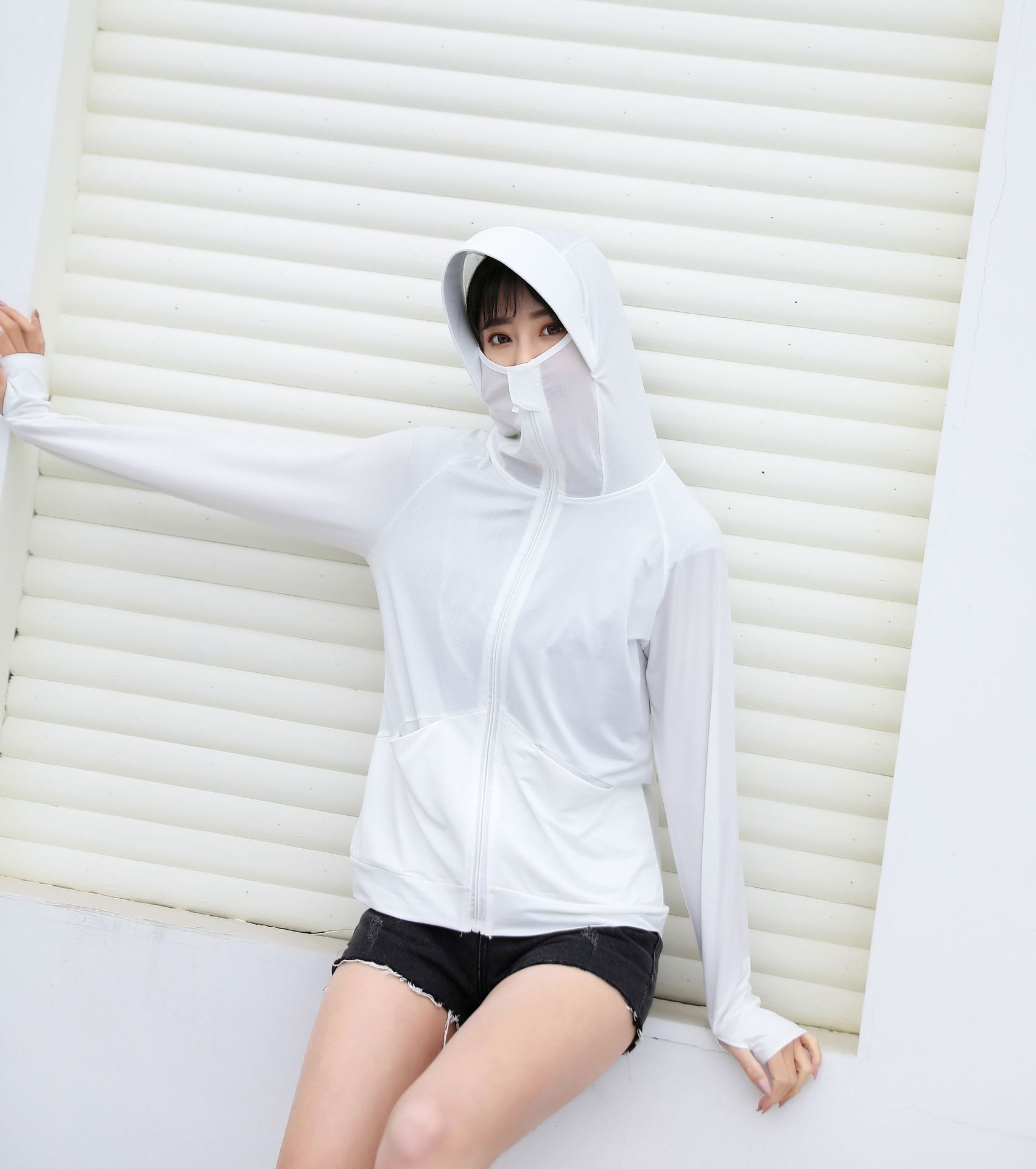 2020新款大檐帽防紫外线女式防晒夹克夏季防晒衣沙滩防晒服皮肤衣