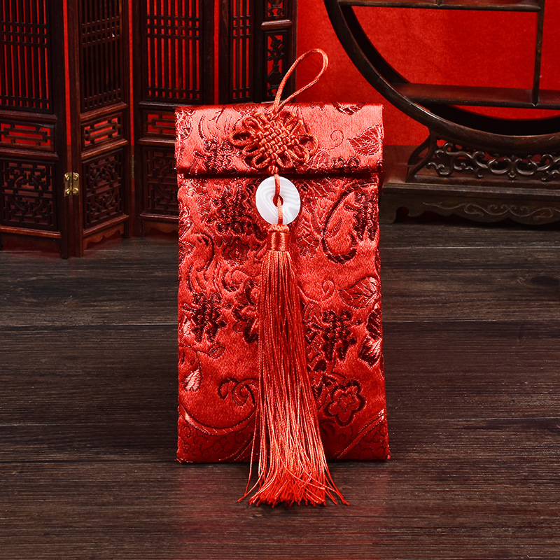 Creative Wedding Red Envelope Fabric Brocade Chinese Style Ten Thousand Yuan Fabric Red Envelope Festive Junior Saimen Wedding Red Packet Wholesale