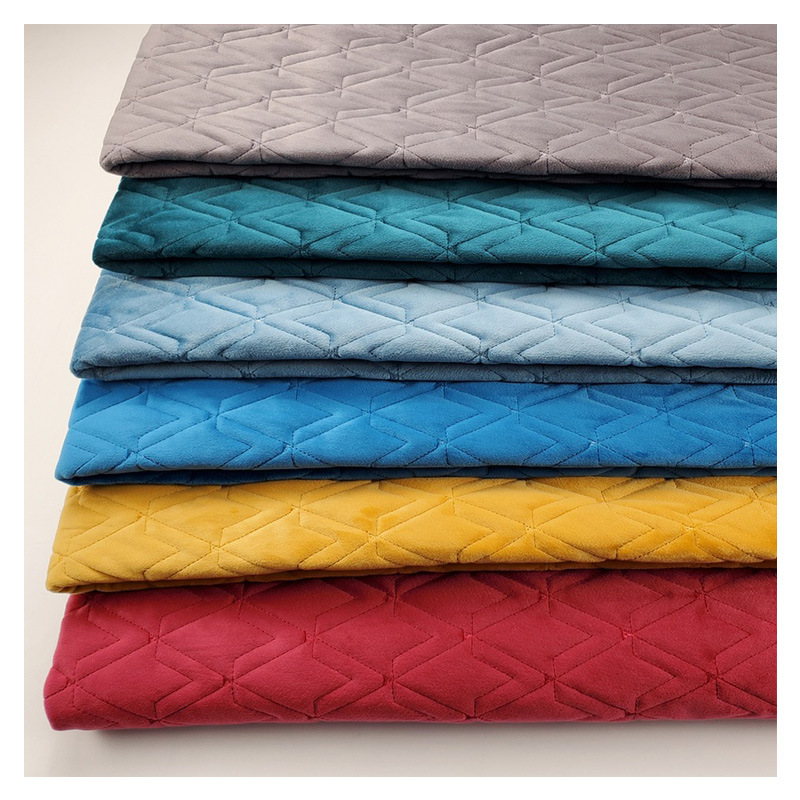 夹棉沙发布料厂家新款垫子绒布绗绣防滑沙发垫花边面料半成品批发