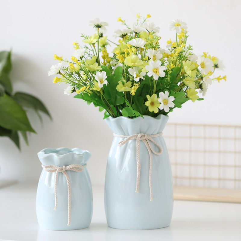 陶瓷花瓶水养玫瑰鲜花向日葵客厅插花摆件北欧创意婚庆花艺装饰