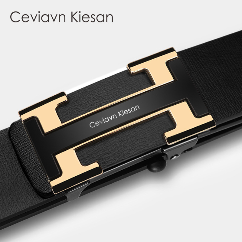 Men's Leather Belt Automatic Leather Buckle Young People Fashion Korean Style Casual Cowhide Belt Young Men Trend Pant Belt Men