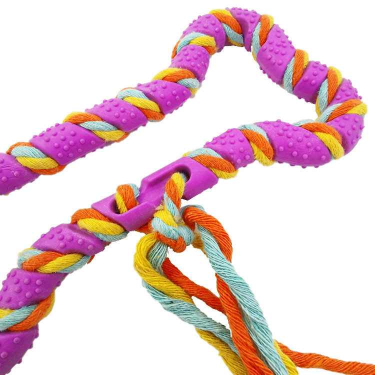 Factory Direct Sales Creative Pet Cotton Rope Toy Pull Ring Bone Dog Toy TPR Pet Supplies in Stock Wholesale