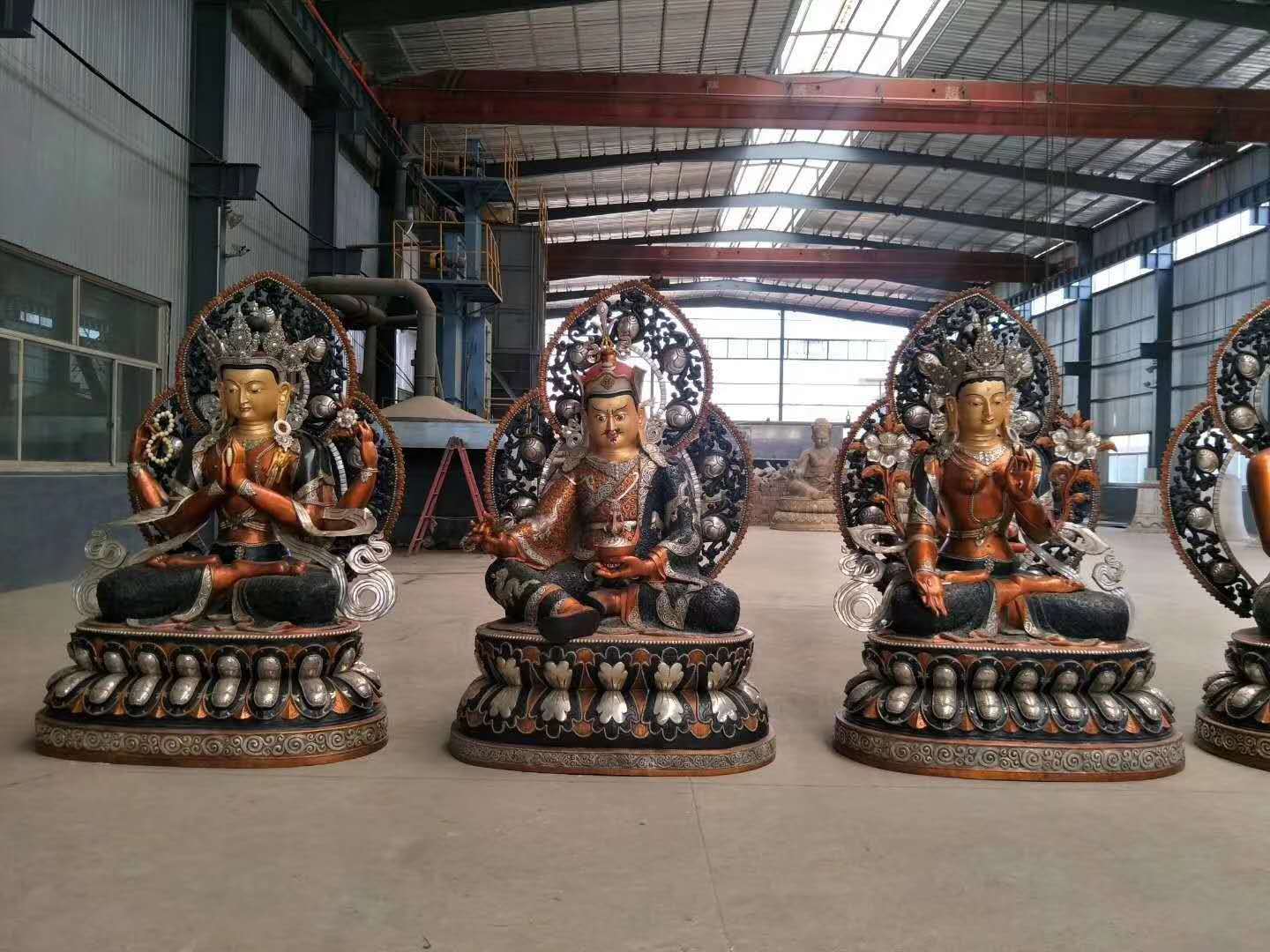 莲花生大师佛像定做纯铜大型藏传铸铜1米莲花生大士明妃密宗佛像