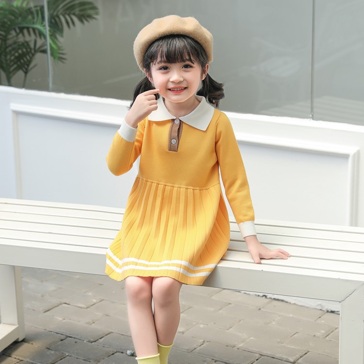 女童针织连衣裙秋冬2020新款小女孩毛衣毛线裙子超洋气网红童装